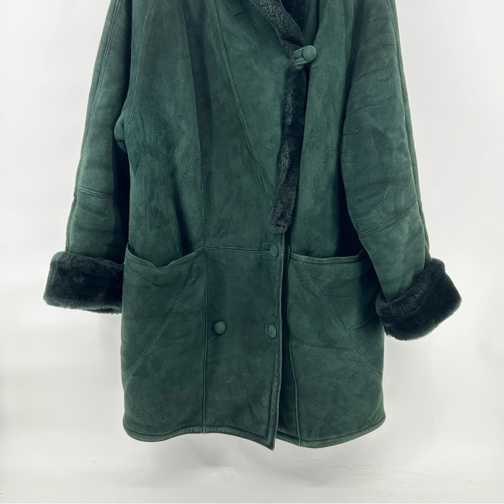 VTG Robert Arnold Forest Green Sheepskin Shearling Coat Women's Large Canada - Picture 4 of 11